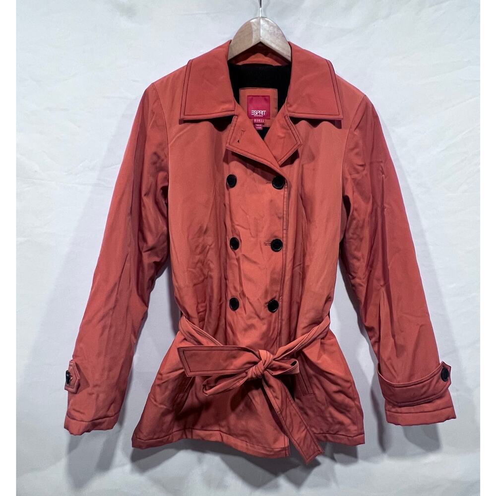 ESPRIT Outerwear Women's Double Breasted Orange Jacket Size S Bleated Y2K‎